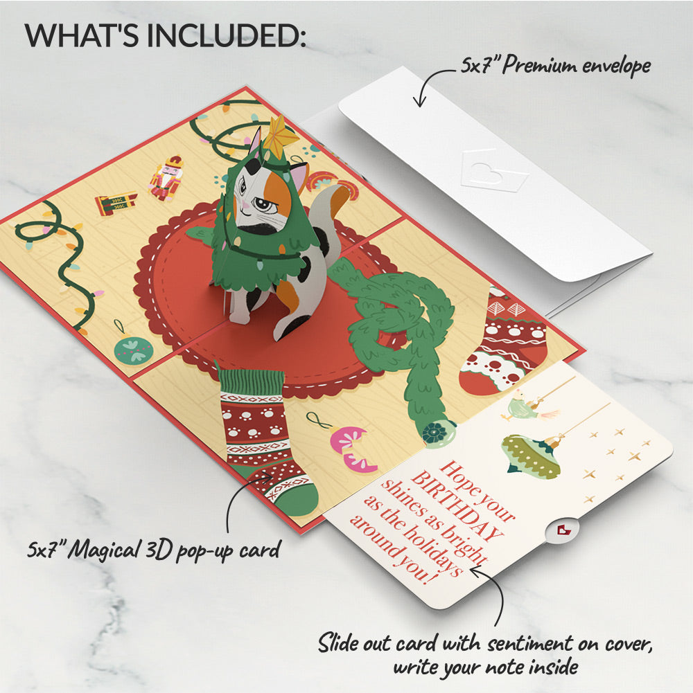 Meowy Cat-mess Christmas Pop-Up Card and Birthday Sentiment Set