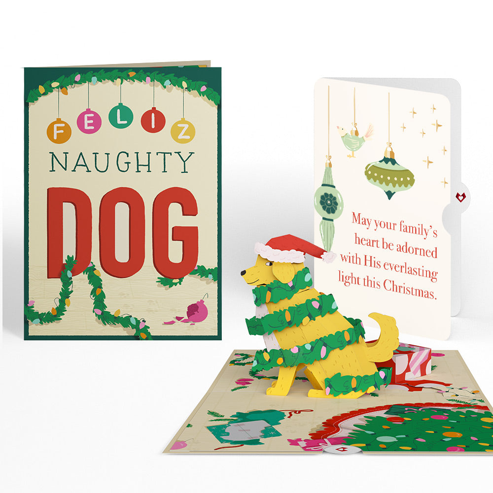 Feliz Naughty Dog Christmas Pop-Up Card and Sentiment Set for Family