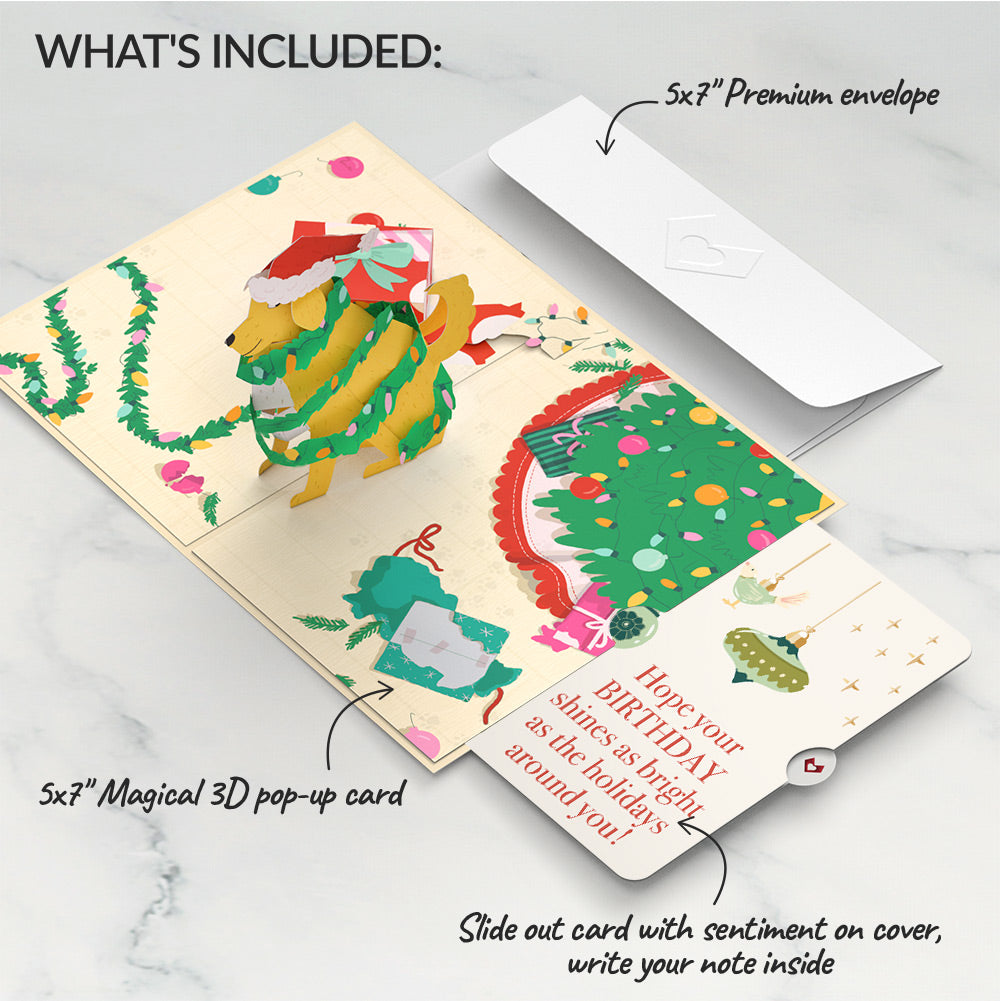 Feliz Naughty Dog Christmas Pop-Up Card and Birthday Sentiment Set