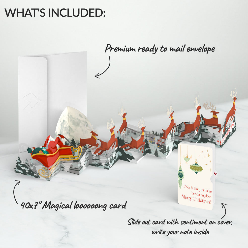Christmas Sleigh Ride Loooooong Card™ (Expands to 2 feet) and Sentiment Set for Friend