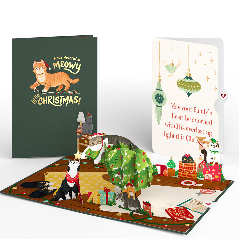 Meowy Little Christmas Cats Pop-Up Card and Sentiment Set for Family