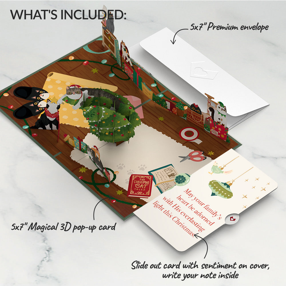 Meowy Little Christmas Cats Pop-Up Card and Sentiment Set for Family