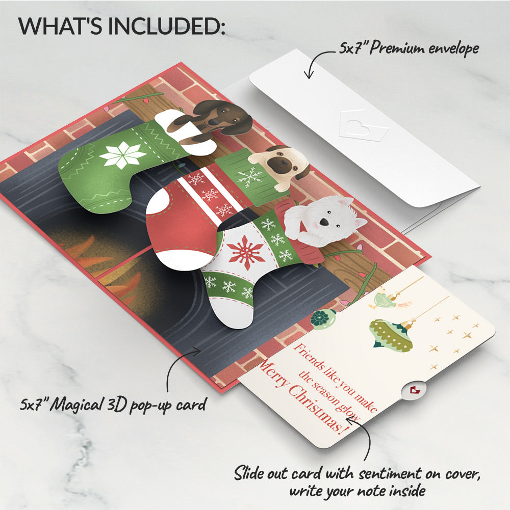 Christmas Dog Stockings Pop-Up Card and Sentiment Set for Friend