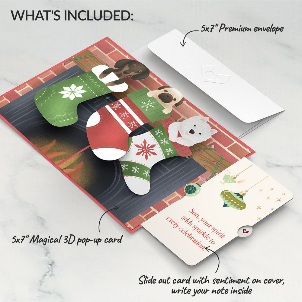 Christmas Dog Stockings Pop-Up Card and Sentiment Set for Son