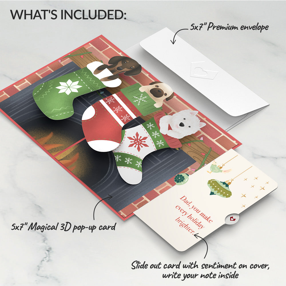Christmas Dog Stockings Pop-Up Card and Sentiment Set for Dad