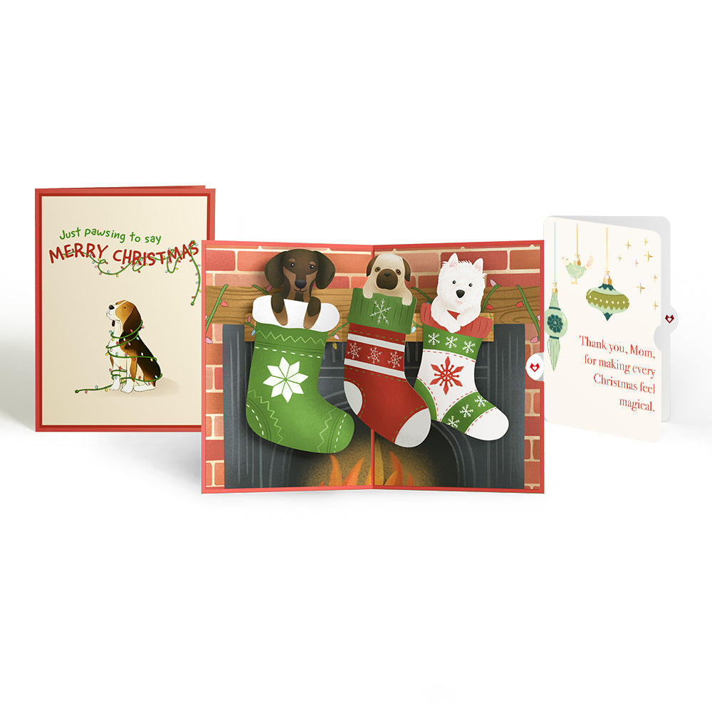 Christmas Dog Stockings Pop-Up Card and Sentiment Set for Mom
