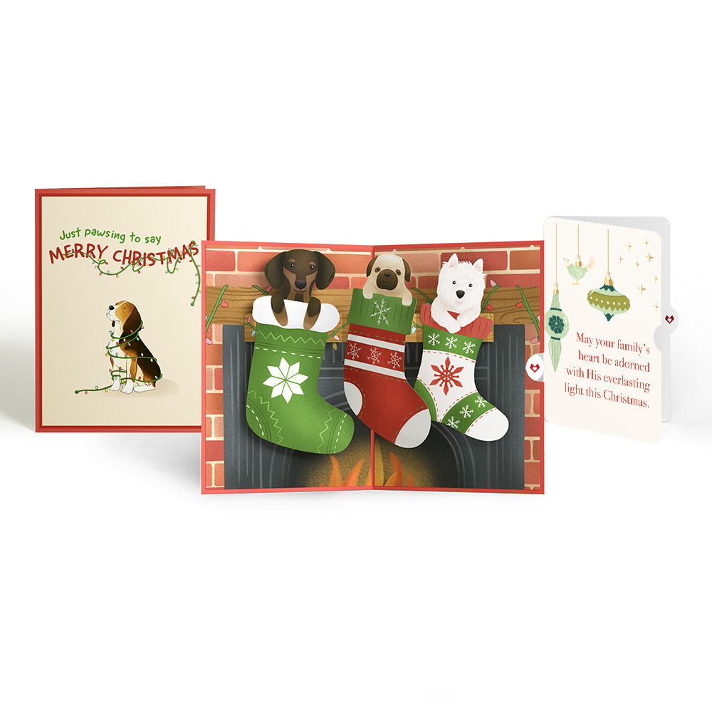 Christmas Dog Stockings Pop-Up Card and Sentiment Set for Family