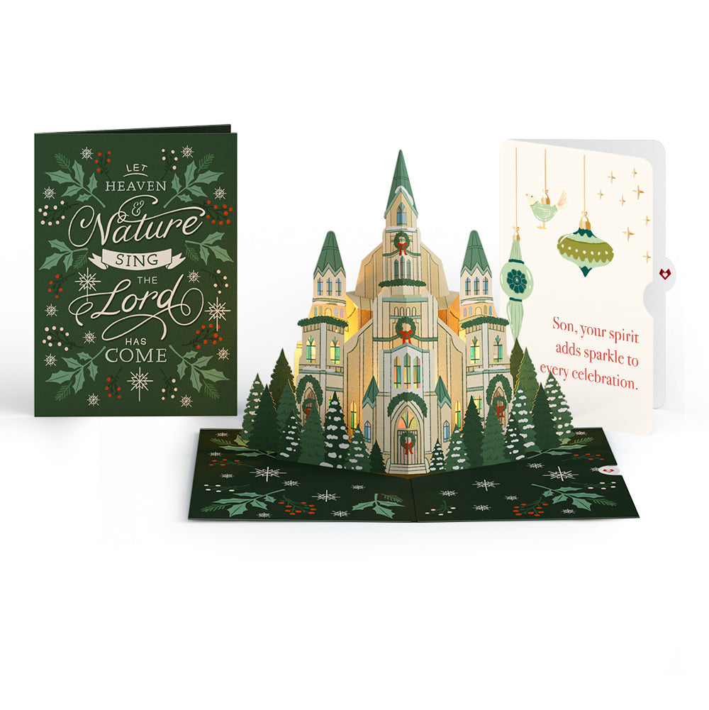Let Heaven & Nature Sing Christmas Music and Lights Pop-Up Card and Twinkling Ornaments Sentiment Set for Son