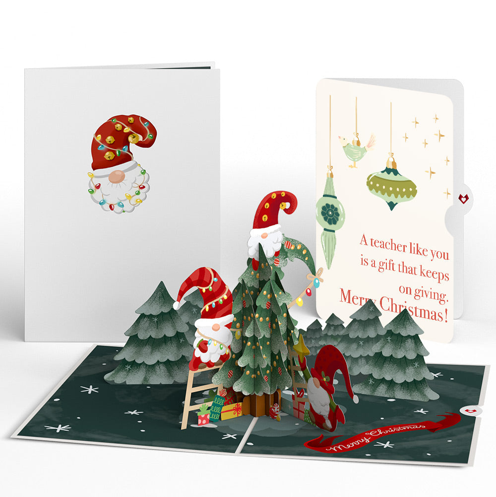 Christmas Gnomes Pop-Up Card and Sentiment Set for Teacher