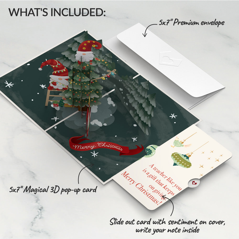 Christmas Gnomes Pop-Up Card and Sentiment Set for Teacher