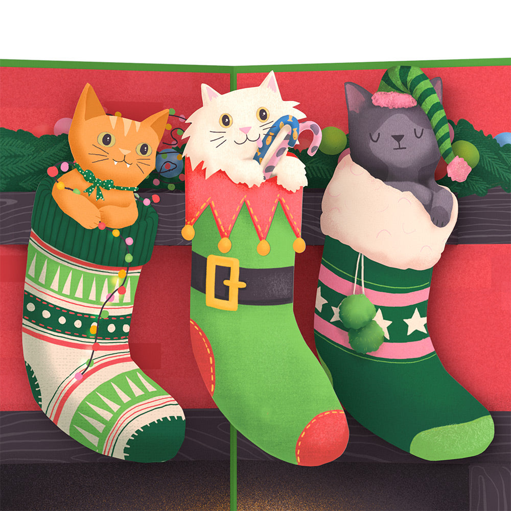 Christmas Cat Stockings Pop-Up Card and Sentiment Set for Son