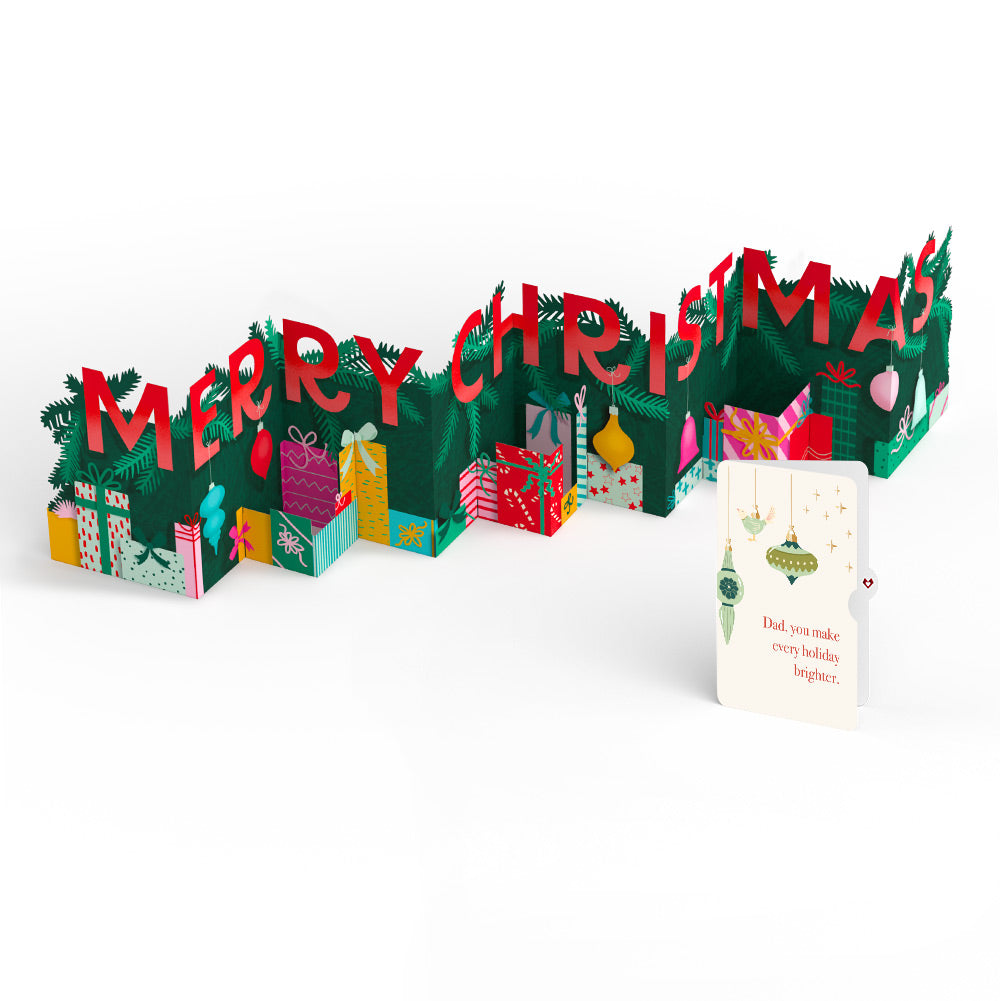 Under the Tree Merry Christmas Loooooong Card™ (Expands to 2 feet) and Sentiment Set for Dad