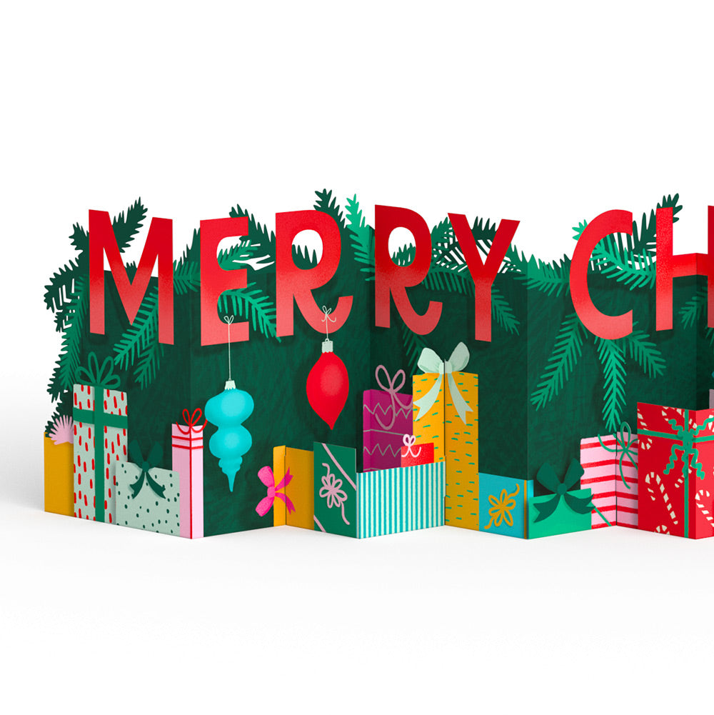 Under the Tree Merry Christmas Loooooong Card™ (Expands to 2 feet) and Sentiment Set for Dad