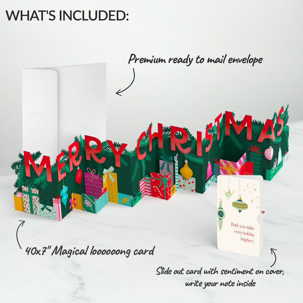 Under the Tree Merry Christmas Loooooong Card™ (Expands to 2 feet) and Sentiment Set for Dad