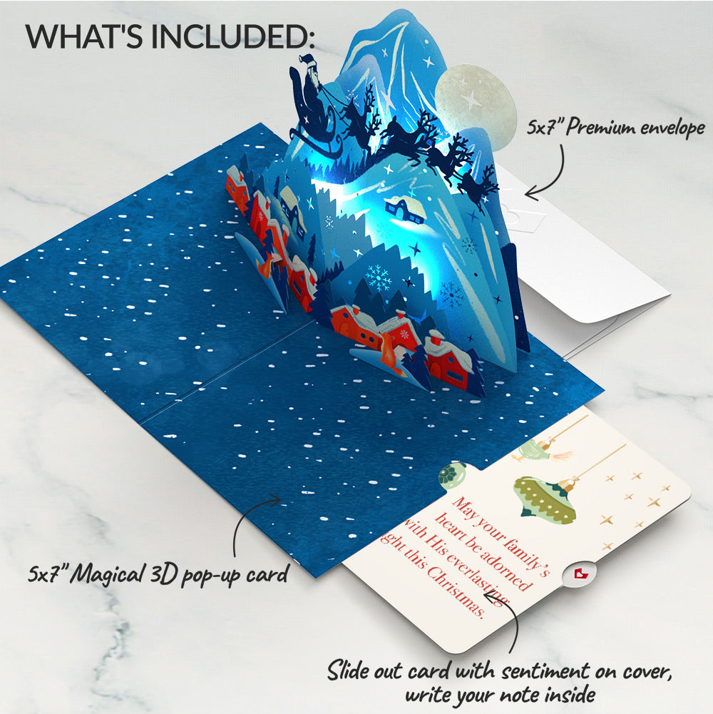 Christmas Eve Sleigh Ride Music and Lights Pop-Up Card and Sentiment Set for Family