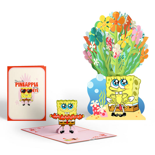 SpongeBob SquarePants Valentine’s Day Pop-Up Card & Flower Buds Bouquet Bundle