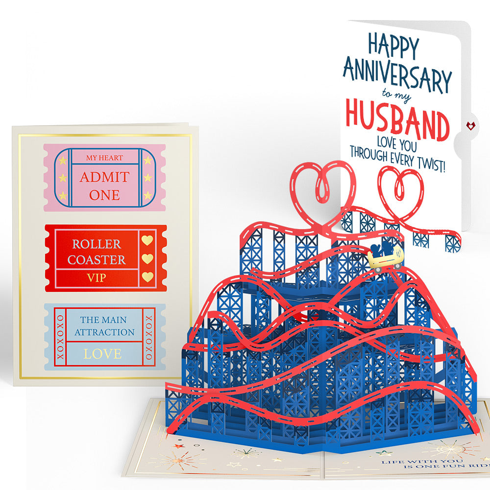 Love Rollercoaster Pop-Up Card and Anniversary Sentiment Set for Husband