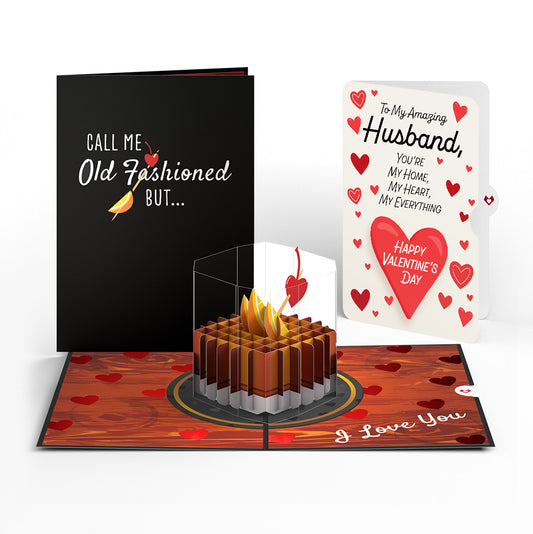 Old Fashioned Love Pop-Up Card and Full of Hearts Valentine Sentiment Set for Husband