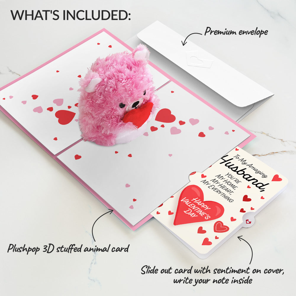 'You Make Me Beary Happy' Valentine Plushpop Card and Sentiment Set for Husband