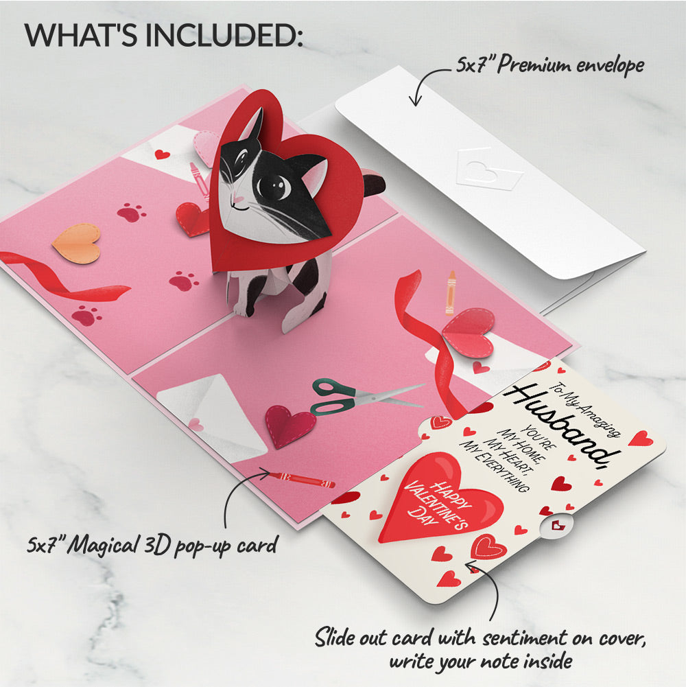 Crafty Cat Valentine’s Day Surprise Pop-Up Card and Sentiment Set for Husband