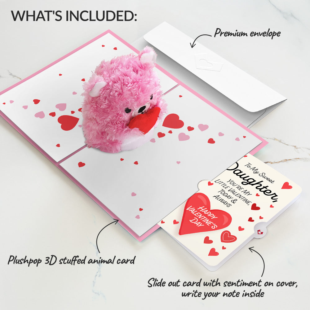 'You Make Me Beary Happy' Valentine Plushpop Card and Sentiment Set for Daughter