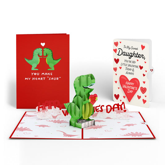 You Make My Heart 'Saur' Valentine Pop-Up Card and Sentiment Set for Daughter
