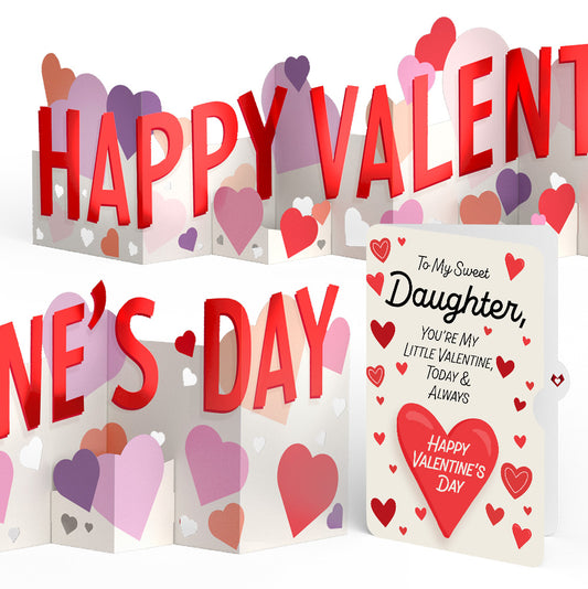 Happy Valentine's Day Loooooong Card™ (Expands to 2 feet) and Sentiment Set for Daughter