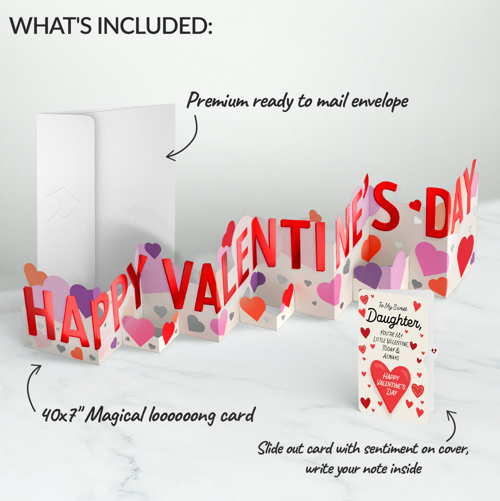 Happy Valentine's Day Loooooong Card™ (Expands to 2 feet) and Sentiment Set for Daughter