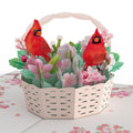 Valentine's Cherry Blossom Basket with Cardinals Pop-Up Card and Sentiment Set for Daughter