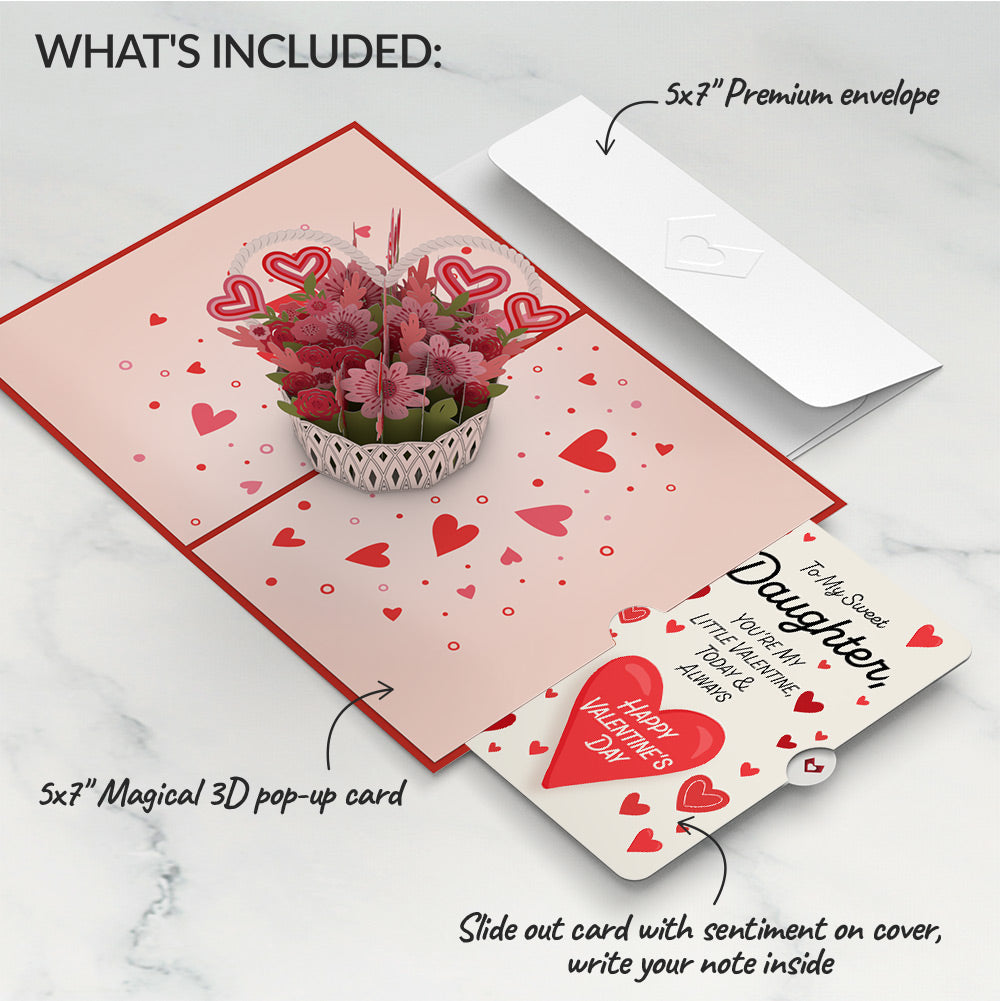Valentine's Day Basket Pop-Up Card and Sentiment Set for Daughter