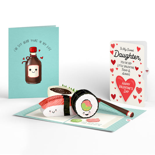 Soy Glad You're in My Life Sushi Valentine Pop-Up Card and Sentiment Set for Daughter