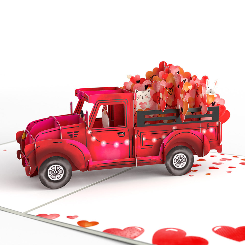Love Delivery Truck Pop-Up Card and Full of Hearts Valentine Sentiment Card for Daughter