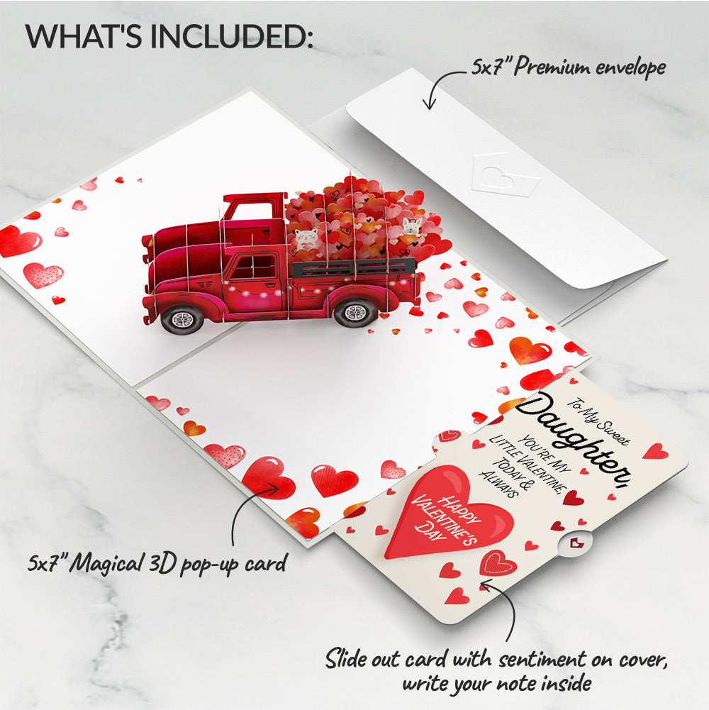 Love Delivery Truck Pop-Up Card and Full of Hearts Valentine Sentiment Card for Daughter