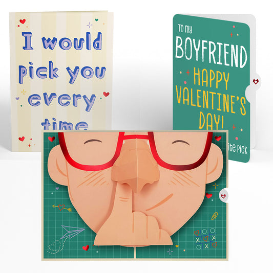 Pick You Every Time Valentine Pop-Up Card and Sentiment Set for Boyfriend