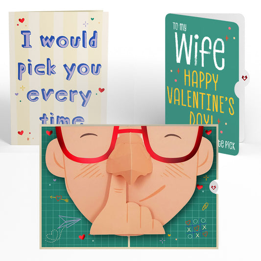 Pick You Every Time Valentine Pop-Up Card and Sentiment Set for Wife