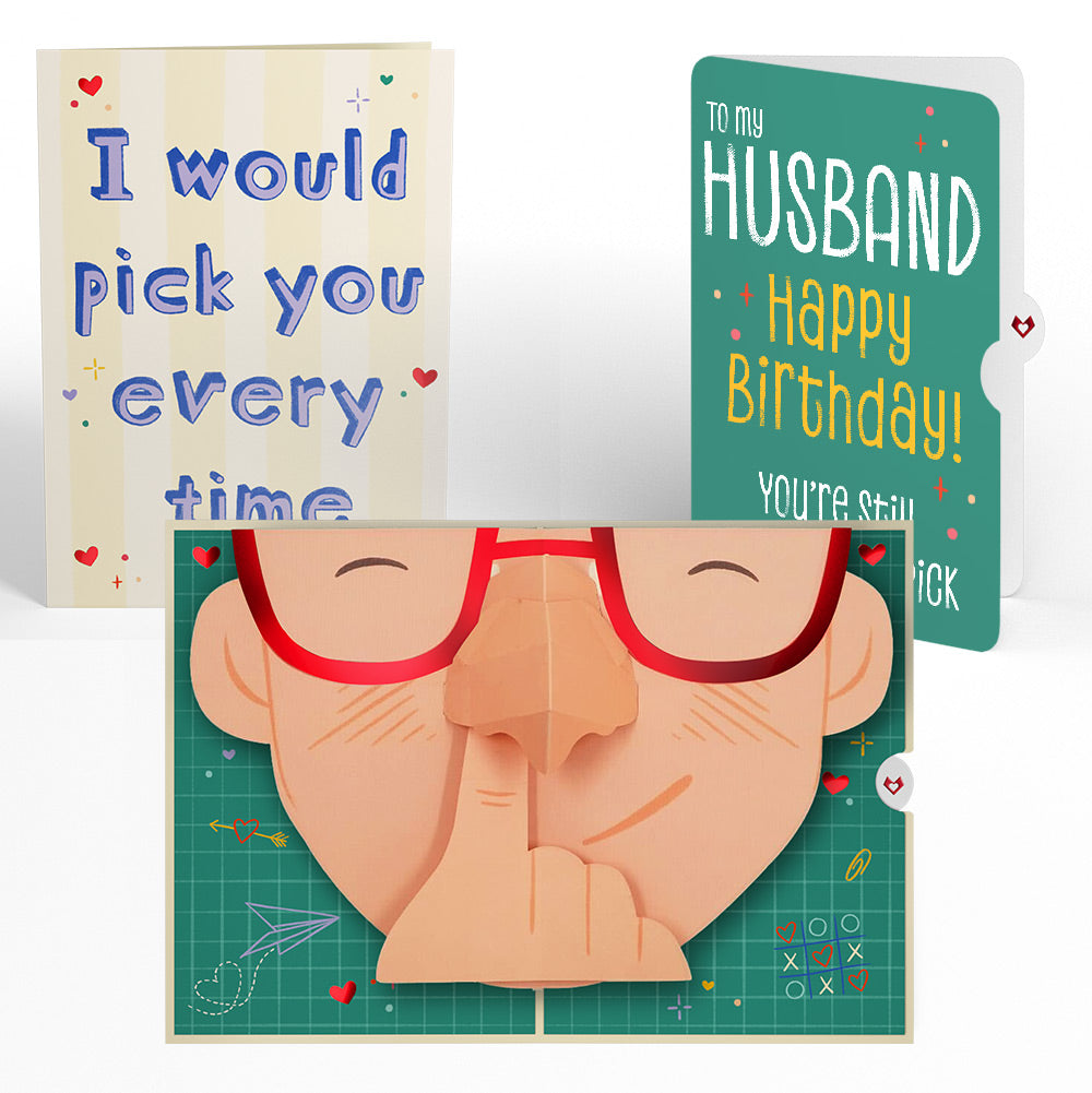 Pick You Every Time Birthday Pop-Up Card and Sentiment Set for Husband