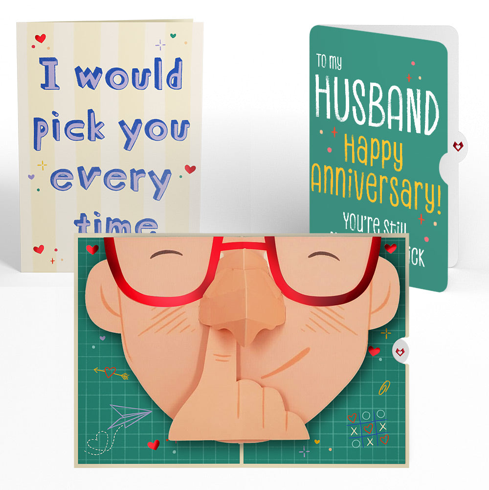 Pick You Every Time Anniversary Pop-Up Card and Sentiment Set for Husband