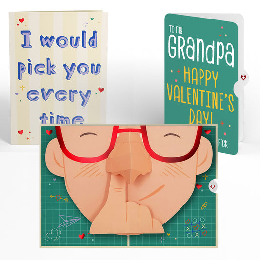 Pick You Every Time Valentine Pop-Up Card and Sentiment Set for Grandpa