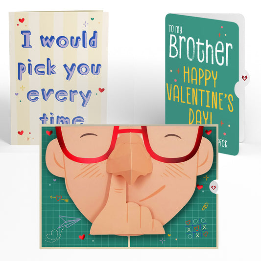 Pick You Every Time Valentine Pop-Up Card and Sentiment Set for Brother
