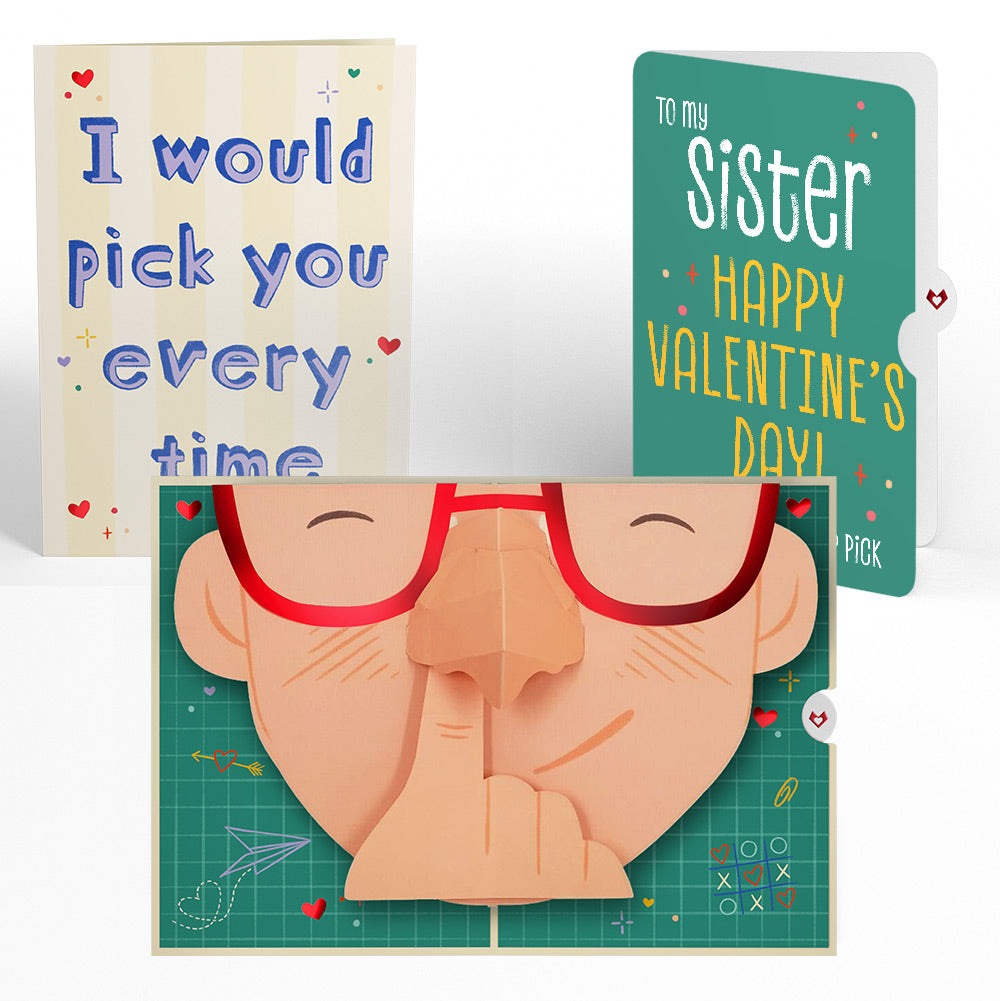 Pick You Every Time Valentine Pop-Up Card and Sentiment Set for Sister