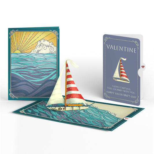 Sailboat on the Horizon Valentine Pop-Up Card and Start of Our Journey Sentiment Set