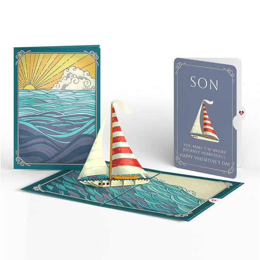 Sailboat on the Horizon Valentine Pop-Up Card and Sentiment Set for Son