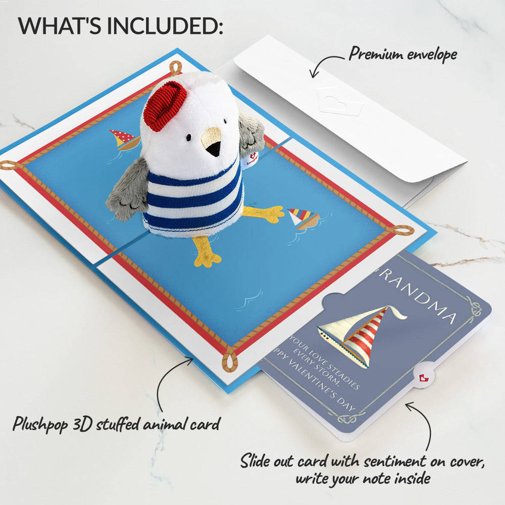 'Ahoy There' Valentine Plushpop Card and Sentiment Set for Grandma