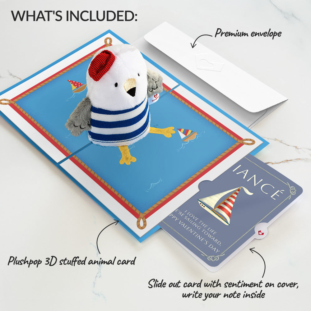 'Ahoy There' Valentine Plushpop Card and Sentiment Set for Fiancé