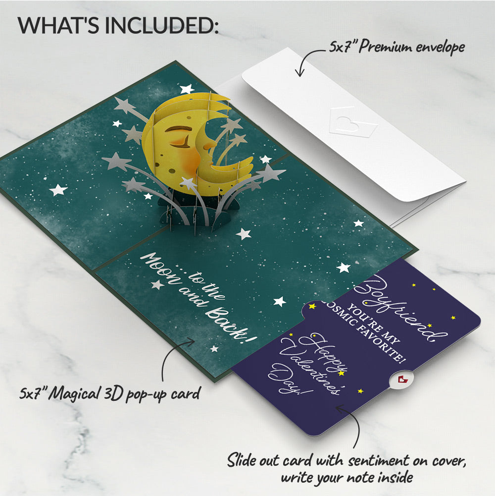 Love You to the Moon and Back Valentine Pop-Up Card and Sentiment Set for Boyfriend