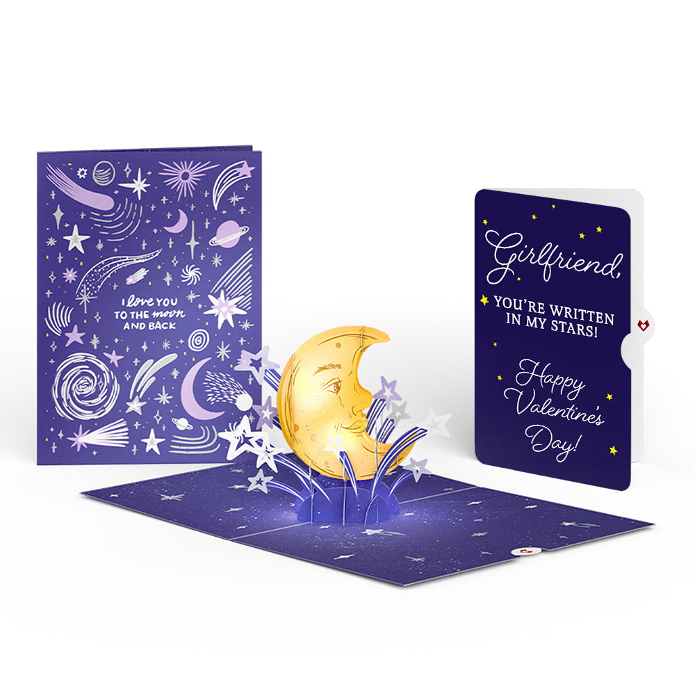 Love You to the Moon and Back Valentine Light-Up Pop-Up Card and Sentiment Set for Girlfriend