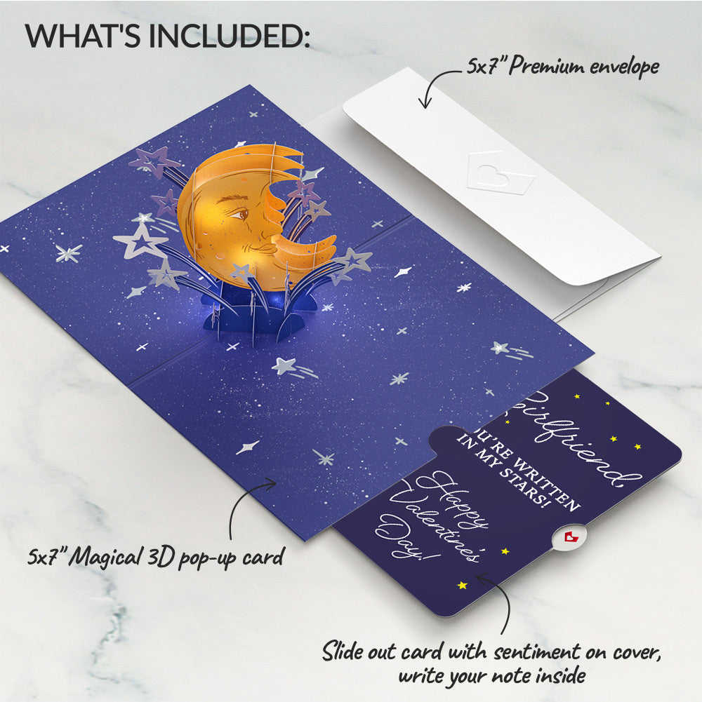 Love You to the Moon and Back Valentine Light-Up Pop-Up Card and Sentiment Set for Girlfriend
