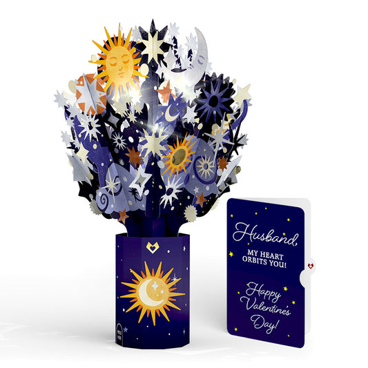 Celestial Sky Valentine Light-Up Bouquet and Sentiment Set for Husband