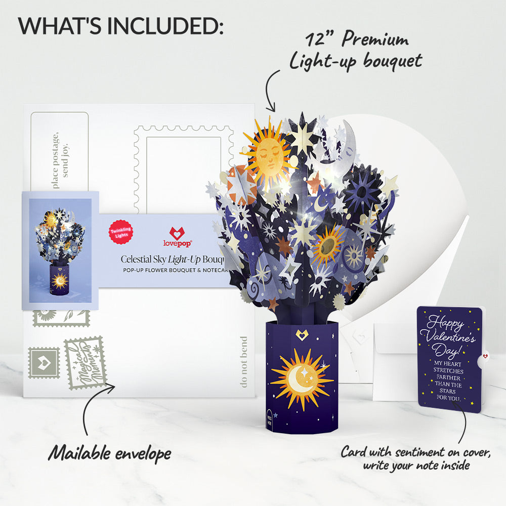 Celestial Sky Valentine Light-Up Bouquet and Sentiment Set