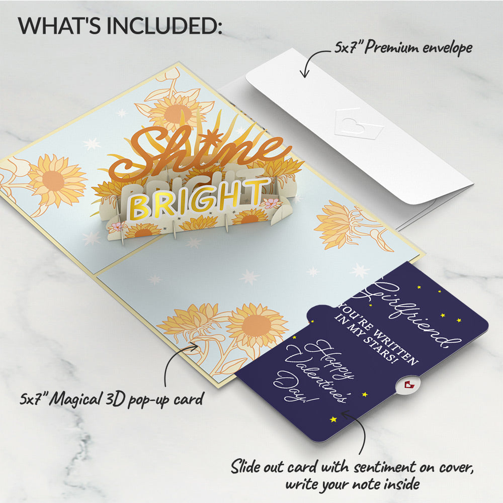 Shine Bright Valentine Pop-Up Card and Sentiment Set for Girlfriend